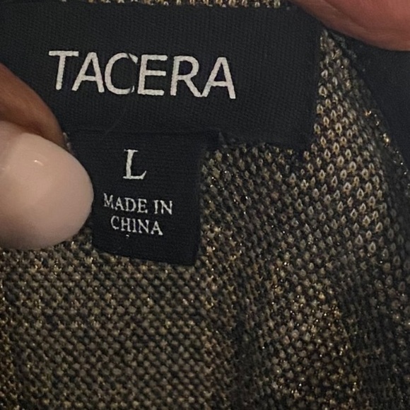 Tacera Tan/Black Ruffle Sleeves Dress-size Large - Picture 4 of 6